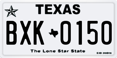 TX license plate BXK0150