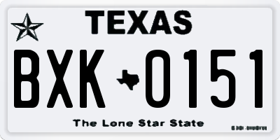 TX license plate BXK0151