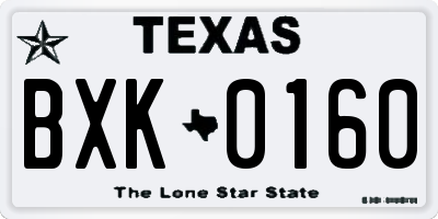 TX license plate BXK0160