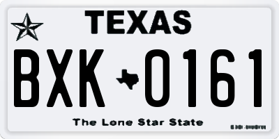 TX license plate BXK0161
