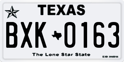 TX license plate BXK0163