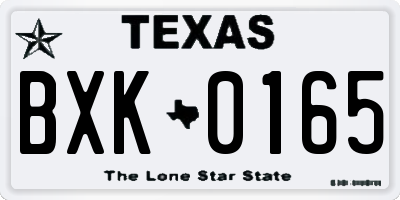 TX license plate BXK0165