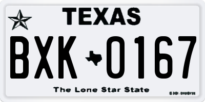 TX license plate BXK0167