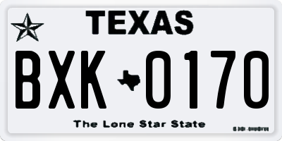 TX license plate BXK0170