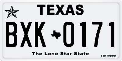 TX license plate BXK0171