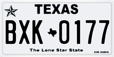 TX license plate BXK0177
