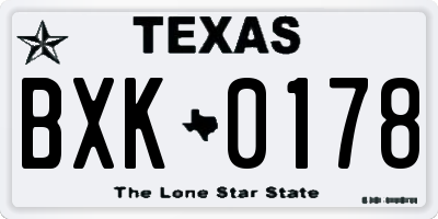 TX license plate BXK0178