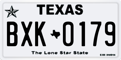 TX license plate BXK0179