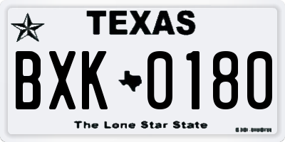 TX license plate BXK0180