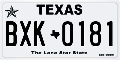 TX license plate BXK0181