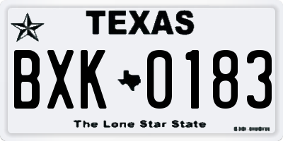 TX license plate BXK0183