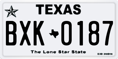TX license plate BXK0187