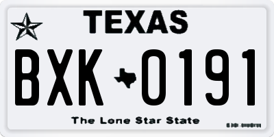 TX license plate BXK0191