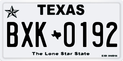 TX license plate BXK0192