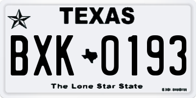 TX license plate BXK0193