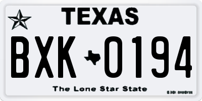 TX license plate BXK0194