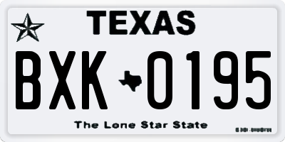 TX license plate BXK0195