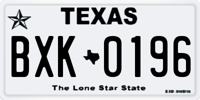 TX license plate BXK0196
