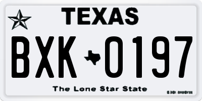 TX license plate BXK0197