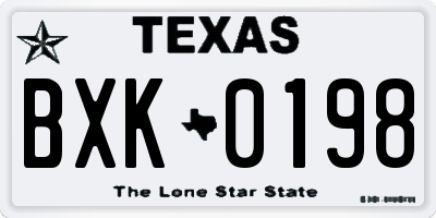 TX license plate BXK0198