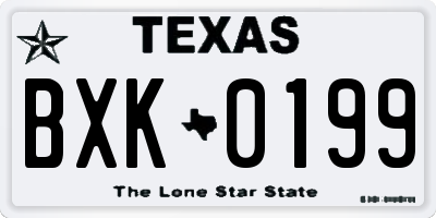 TX license plate BXK0199