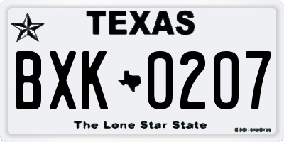 TX license plate BXK0207