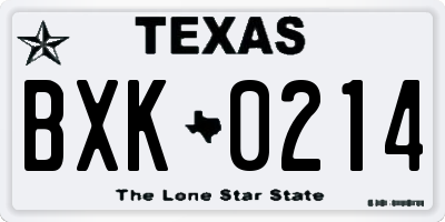 TX license plate BXK0214