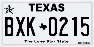 TX license plate BXK0215