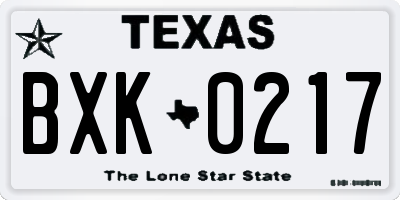 TX license plate BXK0217