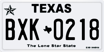 TX license plate BXK0218