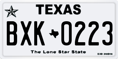TX license plate BXK0223