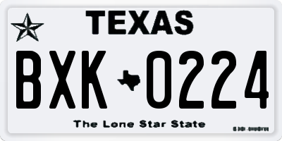 TX license plate BXK0224