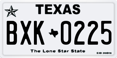TX license plate BXK0225