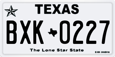 TX license plate BXK0227
