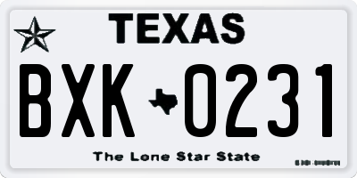 TX license plate BXK0231