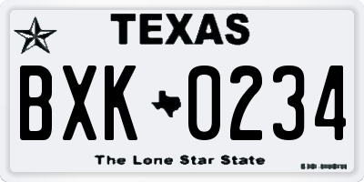 TX license plate BXK0234
