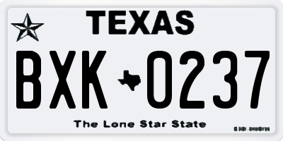 TX license plate BXK0237