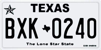 TX license plate BXK0240