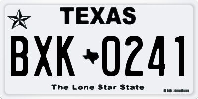 TX license plate BXK0241