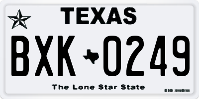 TX license plate BXK0249