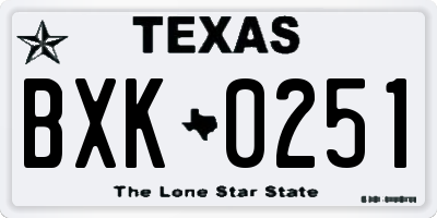 TX license plate BXK0251