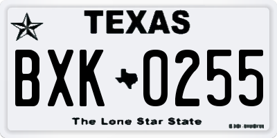 TX license plate BXK0255