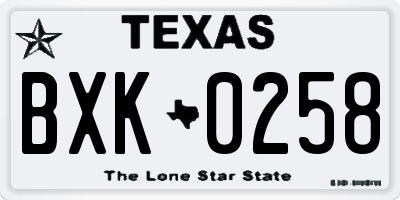 TX license plate BXK0258