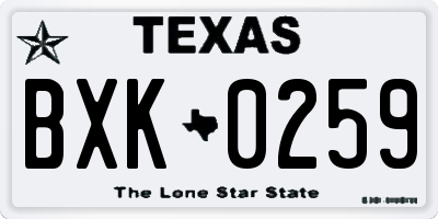 TX license plate BXK0259