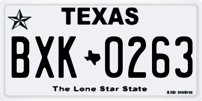 TX license plate BXK0263