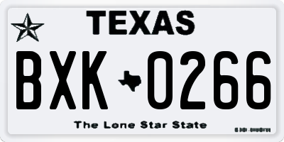 TX license plate BXK0266