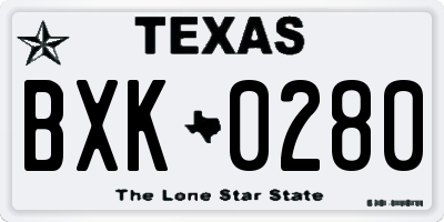 TX license plate BXK0280