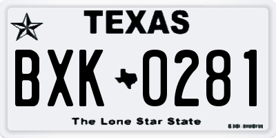 TX license plate BXK0281