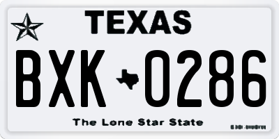 TX license plate BXK0286