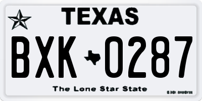 TX license plate BXK0287
